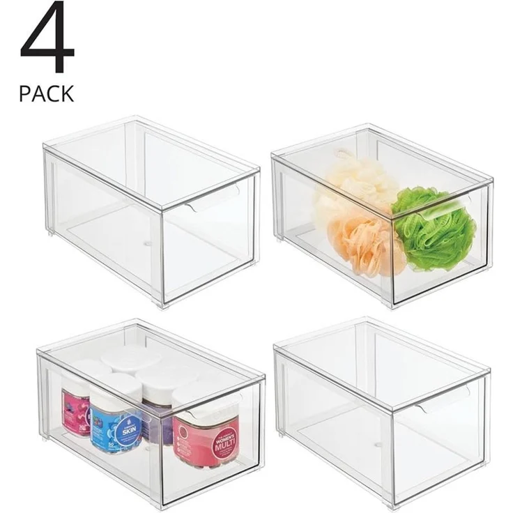 mDesign Aufbewahrungsbox Organizer Schubladenbox 4er-Set stapelbar Transparent – Bild 3