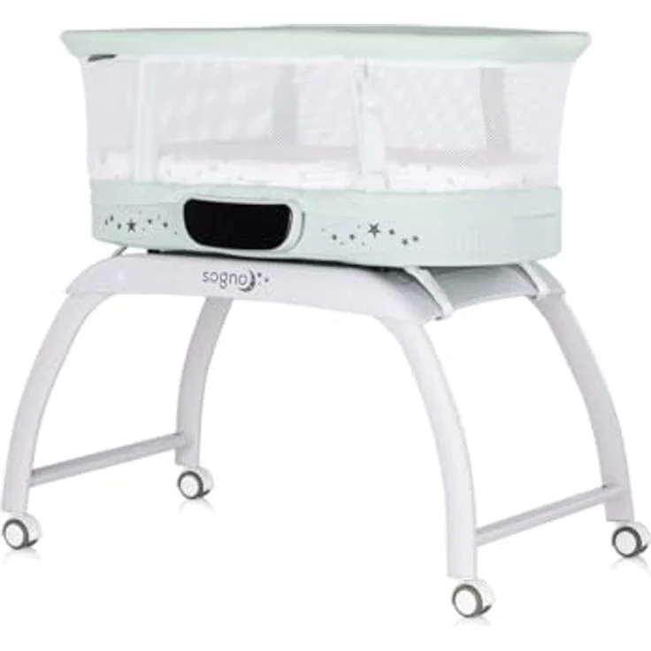 Chipolino Beistellbett Sogno 2 in 1, elektrisches Babybett mit Spieltisch, Fernbedienung, LED-Touchscreen und Schaukelfunktion, grau – Bild 2