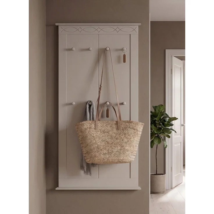 OTTO home Garderobenpaneel Indra Wandgarderobe mit 8 Haken und dekorativer Fräsung (B/T/H: 63/6/100 cm), aus massiver Kiefer, 8 Haken mit einer natürliche Maserung – Bild 1