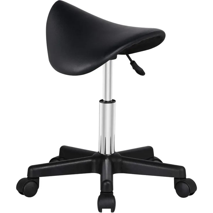 Yaheetech Sattelhocker Rollhocker Drehhocker Praxishocker Arbeitshocker Bürohocker Hocker mit höhenverstellbaren 5 Rollen schwarz