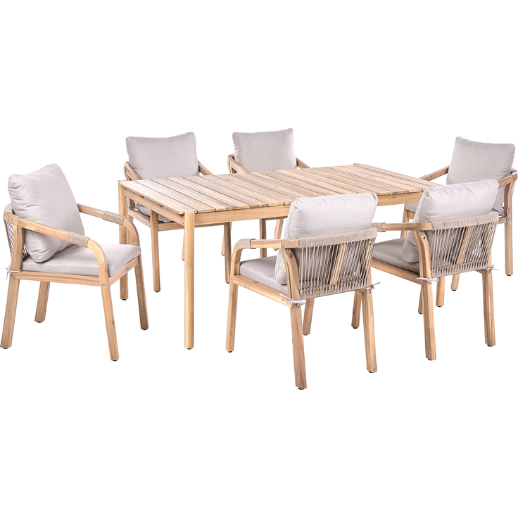 Gartenmöbel Set 6-Sitzer MANADO SUMBA Hellbraun Akazienholz