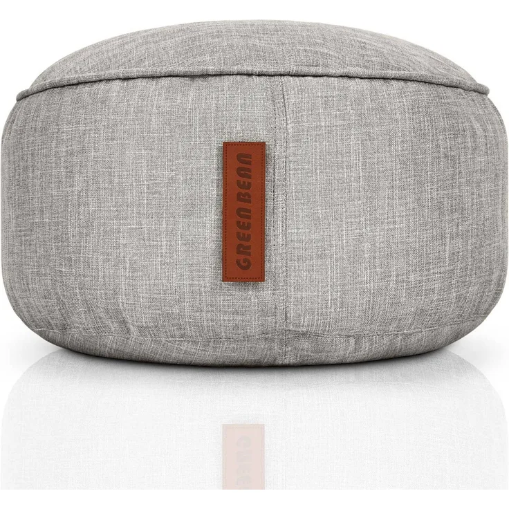 Green Bean® Sitzsack-Hocker 45x25cm mit EPS-Perlen Füllung - Sitz-Pouf für Sitzsäcke - Sitzhocker für Kinder und Erwachsene - Grau
