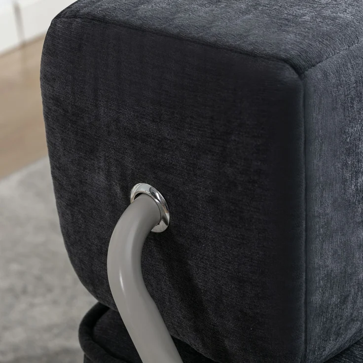 ZUBALIYA SchlafSofa mit Chenille - Bezug, modular aufgebaut, mit Schaumstoffpolsterung, mit rutschfester Basis, Dunkelgrau – Bild 9