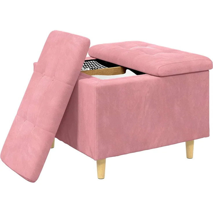 vidaXL Ottoman mit Stauraum Rosa 60 x 60 x 45 cm Samt 876828 – Bild 3