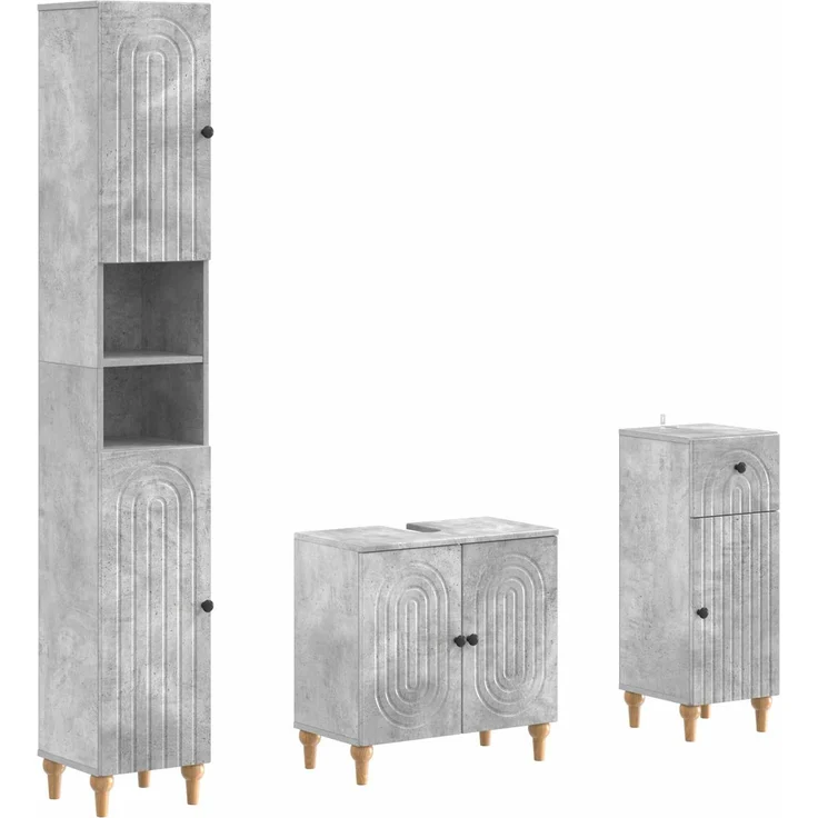 vidaXL 3-teiliges Badezimmer-Schranksystem ALKMAAR Betongrau 3417831 – Bild 2