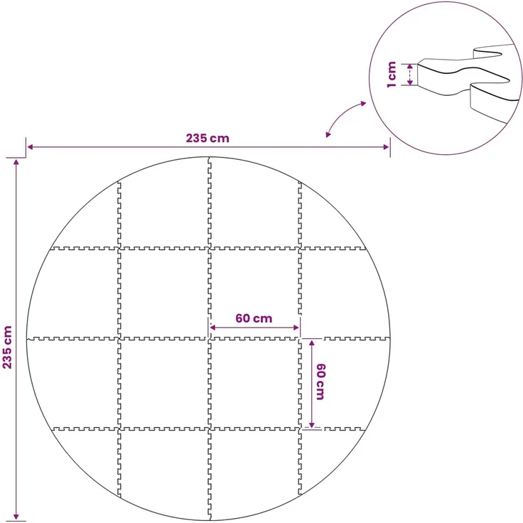 vidaXL Pool Bodenschutzmatte 16 stk. Ø 235 cm Rund EVA-Schaum Schwarz 42042633 – Bild 8