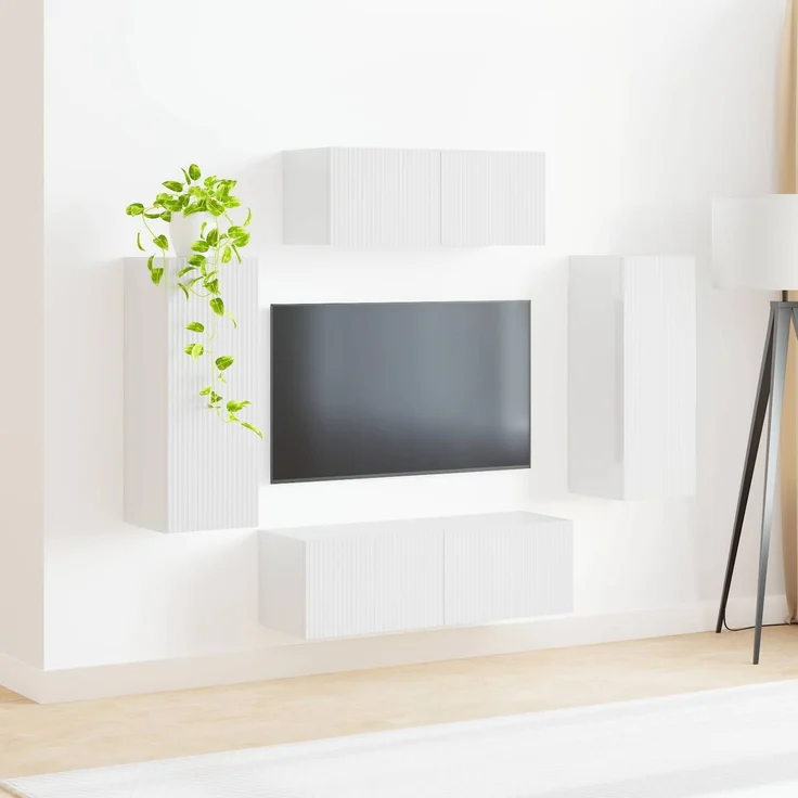 vidaXL TV-Schrankset 4 pcs Hochglanz Weiß Holzwerkstoff 3409163 – Bild 4