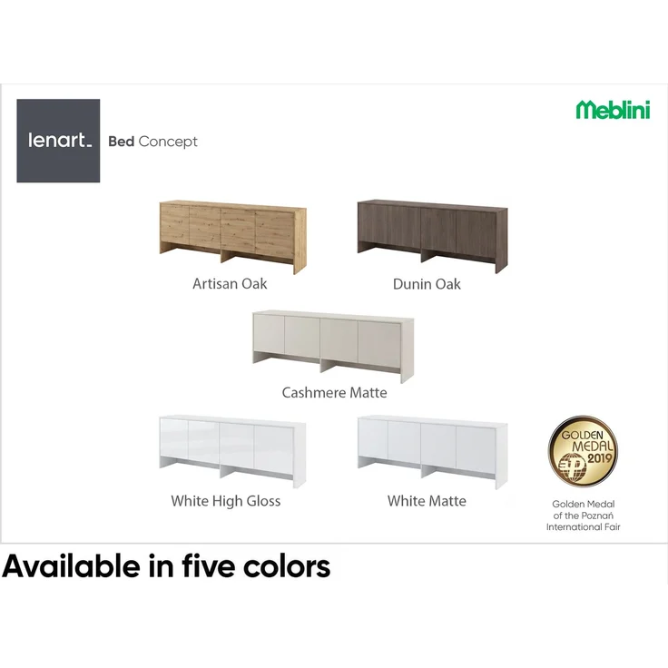 MEBLINI Hängeschrank BC-10 für 120x200 Horizontal Schrankbett - Dunin Eiche - 211x80x46cm - Wandschrank mit Ablagen und Fächern - Wandregal – Bild 3