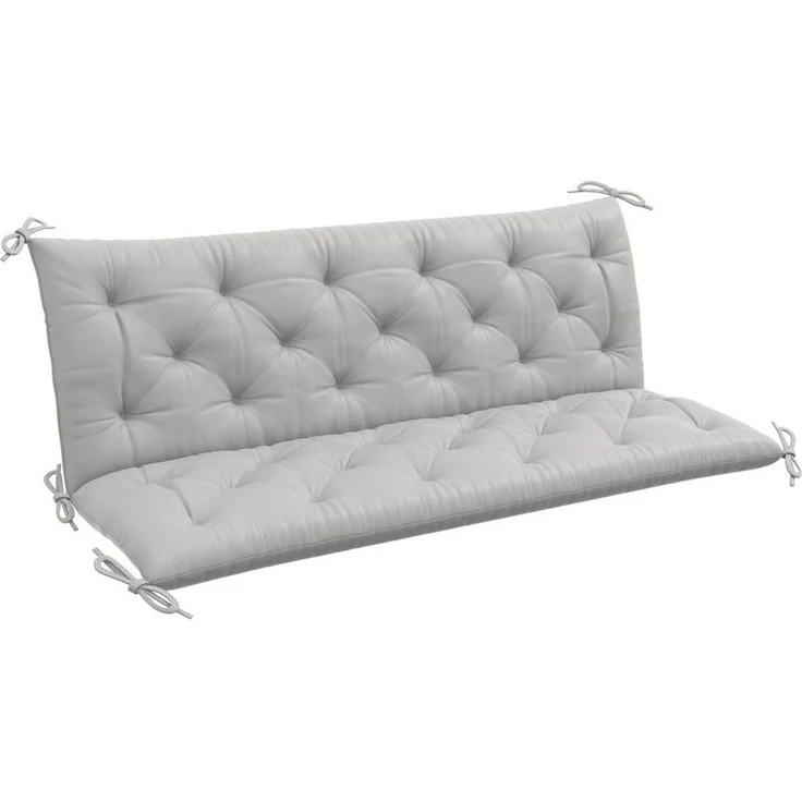 Outsunny Bankauflage 150 x 98 x 8 cm, mit Bändern, (3 Sitzer Bankkissen, 1 St, Sitzkissen), für Gartenmöbel, Sitzbank Hollywoodschaukel, Hellgrau