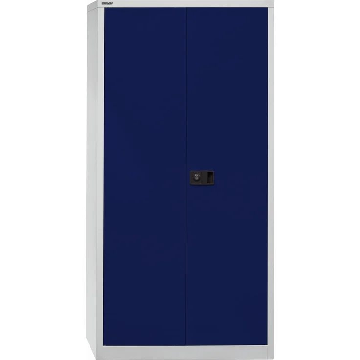 Bisley 'Universal' Flügeltürenschrank, Oxfordblau / Lichtgrau, 195 x 40 x 60 cm, Garderobeneinsatz – Bild 1