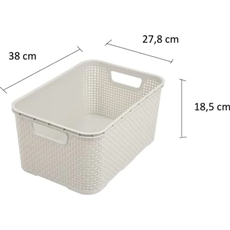 BranQ - Home essential Korb in Rattan Design 2er Set Grösse L 19l, Creme – Bild 3