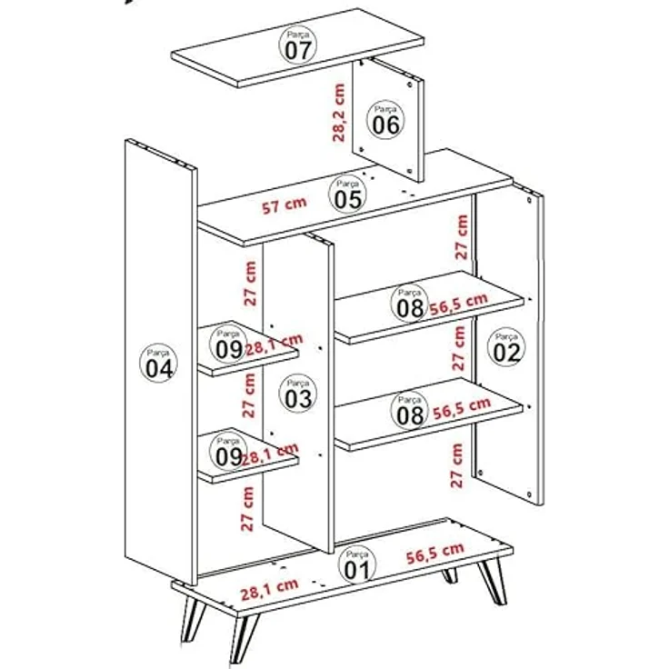 Dmora Credenza Capella, Buffet da soggiorno, Madia da salotto, Dispensa da cucina, 90x32h132 cm, Bianco – Bild 10