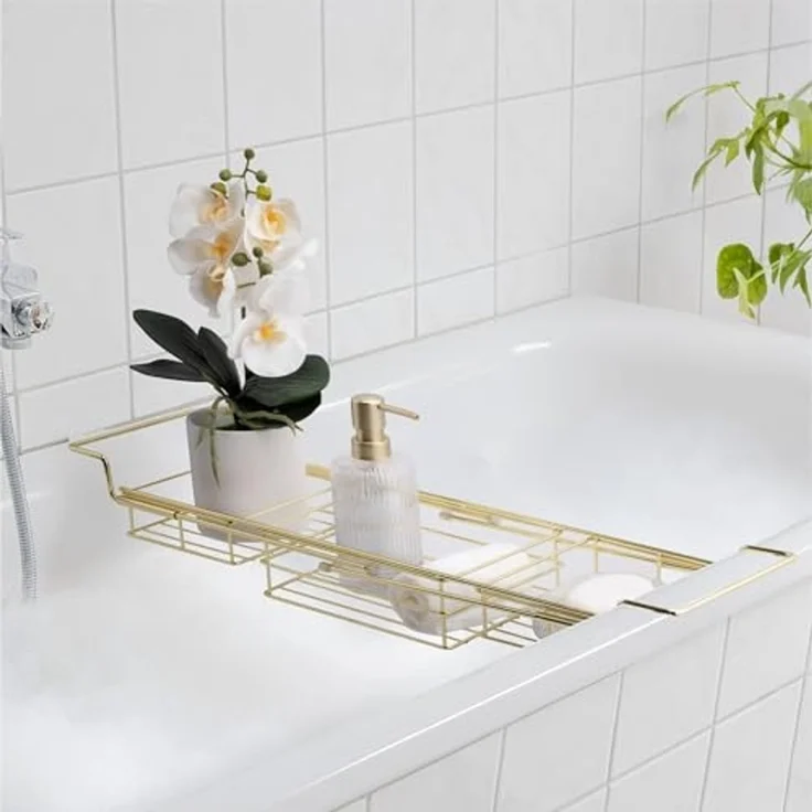 Navaris Badewannenablage Goldene Badewannenablage - Luxuriöses und schlankes Design – Bild 1