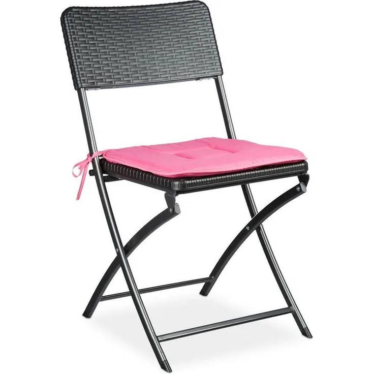 Relaxdays - Klappstuhl BASTIAN, Gartenstuhl klappbar HBT 82 x 44 x 50 cm, Balkonstuhl, Rattan-Optik, schwarz (1er Pack)