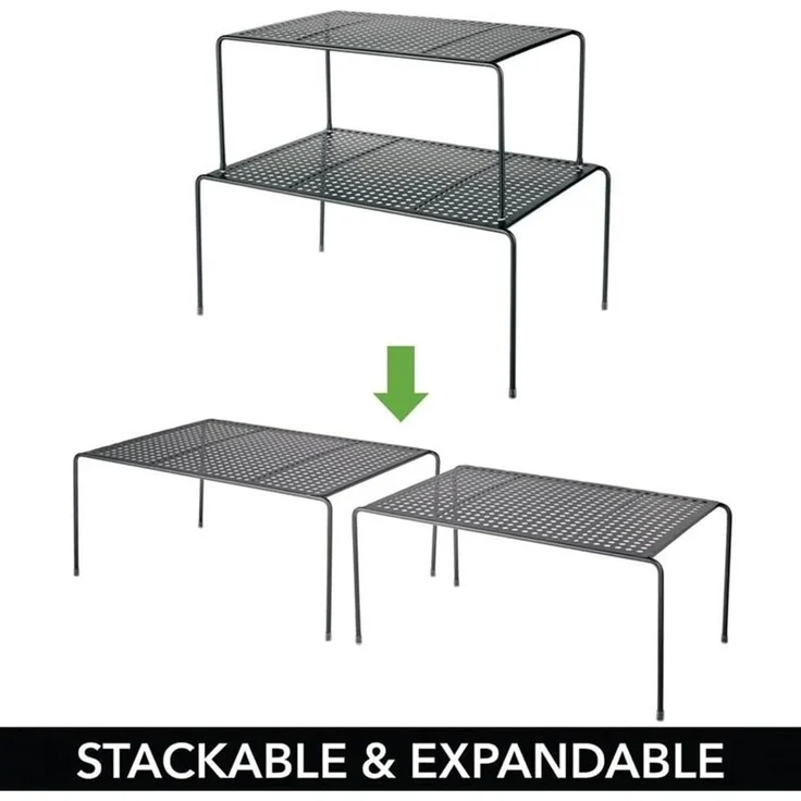 Regaleinsatz Geschirrablage ausziehbar Organizer Küche mDesign Metall schwarz – Bild 7
