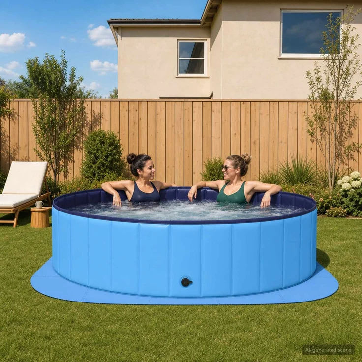 vidaXL Pool Bodenschutzmatte 25 stk. Ø 292 cm Rund EVA-Schaum Blau 42042638 – Bild 1