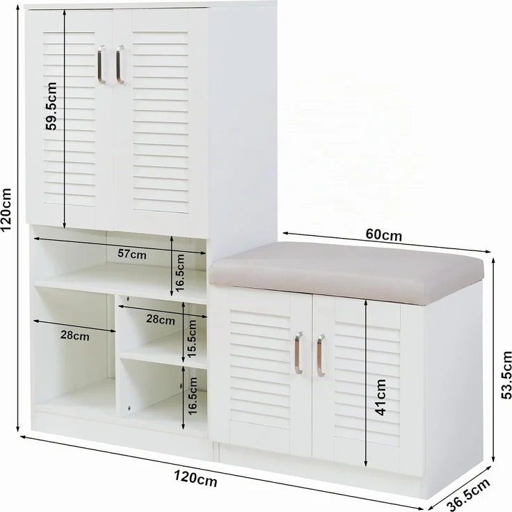 Schuhschrank Løten 120x37x120 cm Weiß [en. casa] – Bild 2