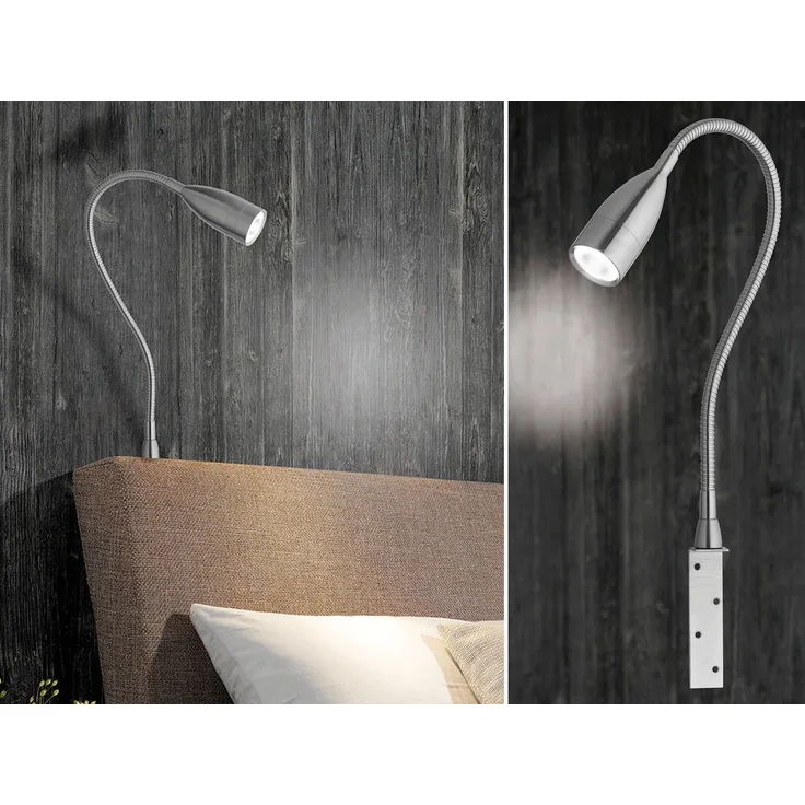 Fischer & Honsel 30702 LED Bettleuchte Sten nickel matt verstellbar