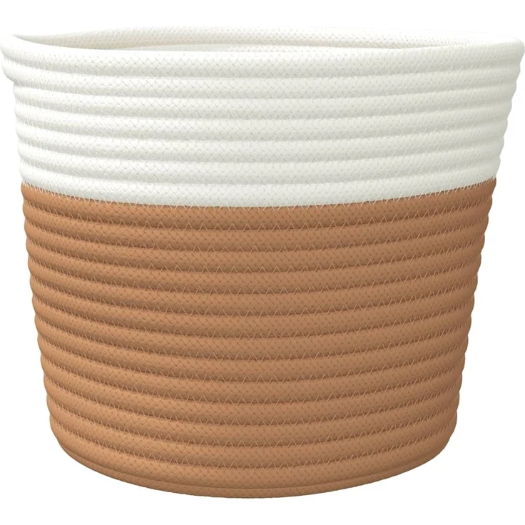vidaXL Aufbewahrungskörbe 2 Stk. Braun und Weiß Ø24x18 cm Baumwolle 358454 – Bild 4