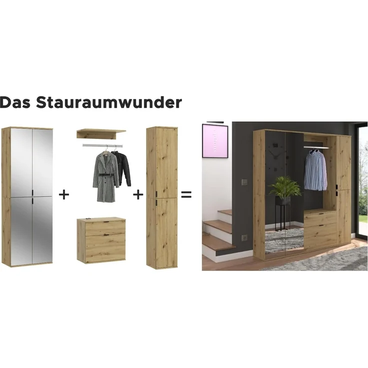 Garderobenschrank Line-Up in Eiche 91 x 193 cm – Bild 7