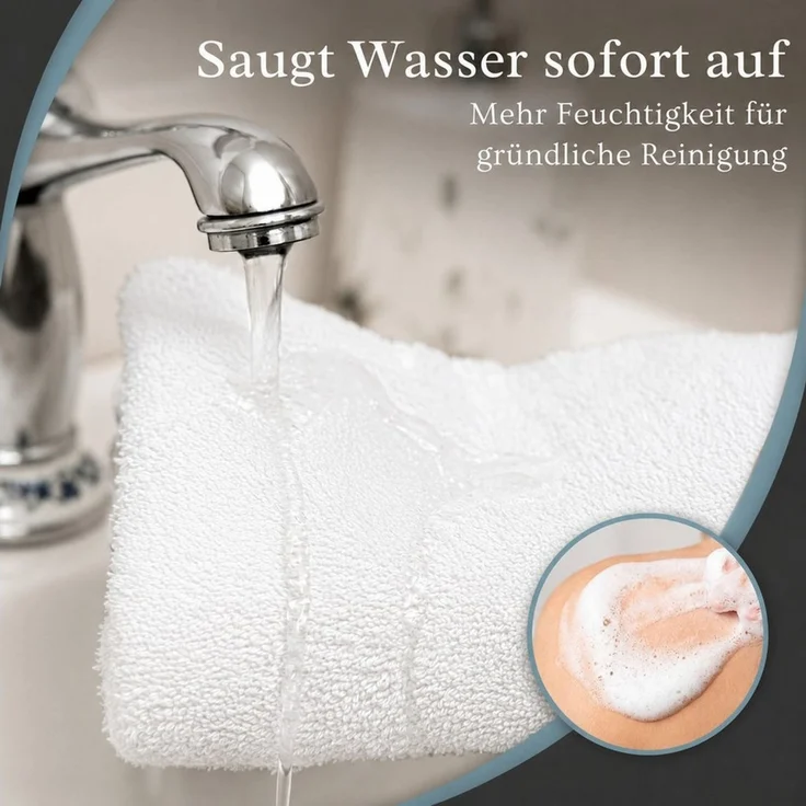 Komfortec Waschhandschuh 10er Set, Waschlappen, Saugfähig & Hautfreundlich, (Set, 10-St), Weich, 100% Baumwolle, 16x21 cm – Bild 3