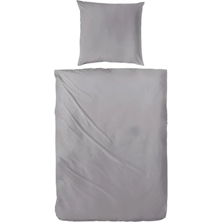 Hahn Haustextilien Luxus-Satin Bettwäsche uni Farbe graphit Größe 155x220 cm