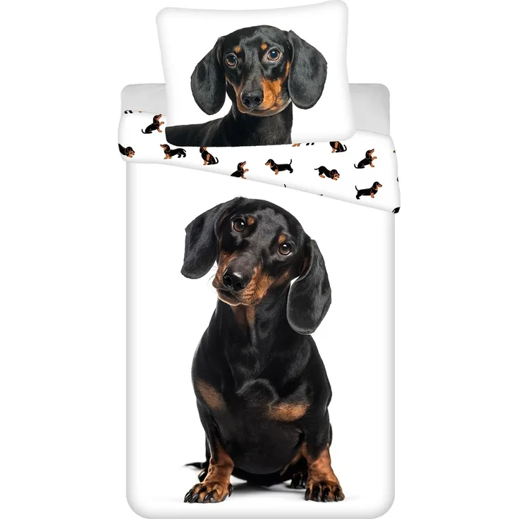 Dachshund Baumwoll-Bettwäsche 140x200 cm Weiches Bettbezug Set mit Kissenbezug 70x90 cm, pflegeleicht & langlebig