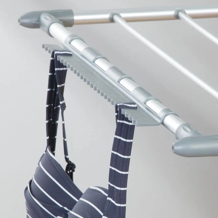 mDesign Wäschetrockner Wäscheständer Standtrockner ausklappbar Aluminium Grau – Bild 5