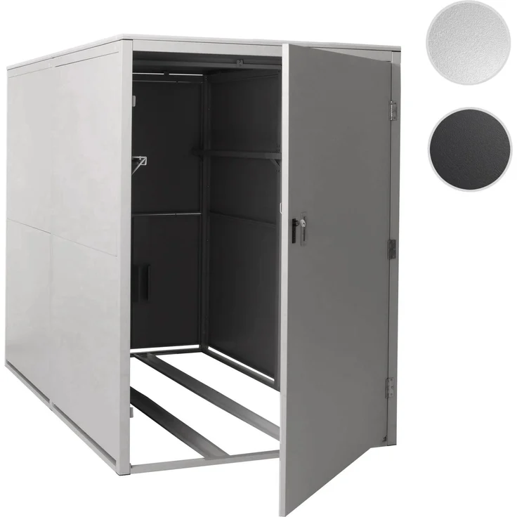 Mendler 'HWC-L56c' 2er-Fahrradgarage mit Ablage, abschließbar, Metall hellgrau, 160 x 113 x 209 cm – Bild 10