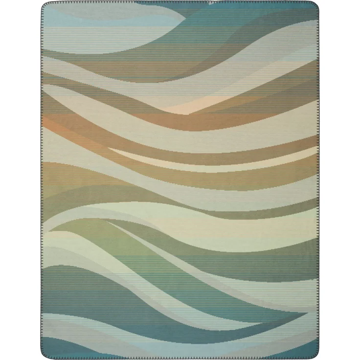 Biederlack Wohndecke Kuscheldecke 150x200 Nordic Flow Wellen petrol sand 832771 – Bild 6