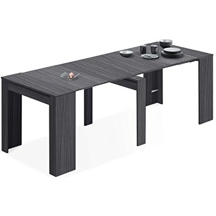 Multifunktionaler ausziehbarer Konsolentisch in Aschgrau, Maße 90 x 78 x 51 cm