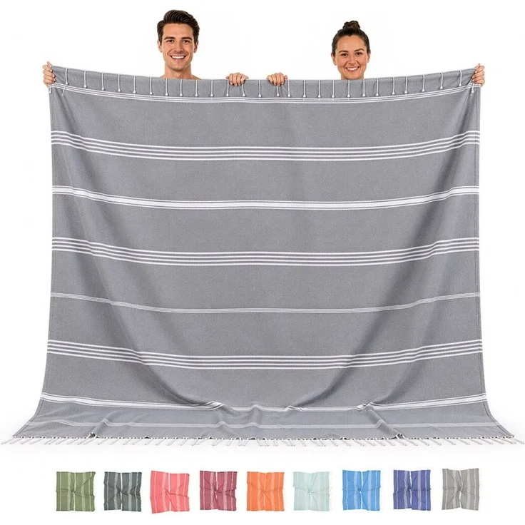 furora HOLIDAY Saunatuch Hamamtuch groß 200x200 cm XXL, Baumwolle - Saunahandtuch Strandtuch, Badetuch Duschtuch hochwertige Farben schnell trocknend kompakt leicht – Bild 1