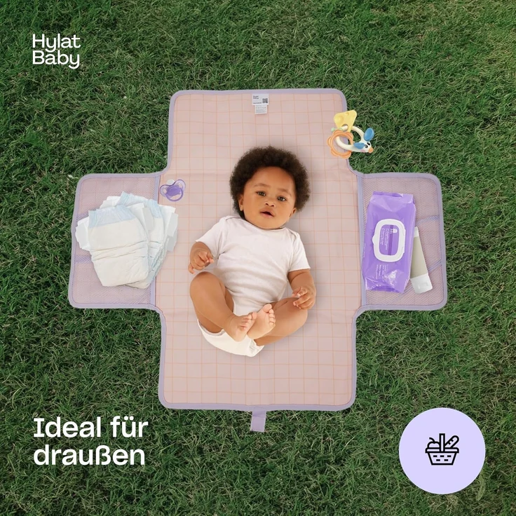 Hylat Baby Wickelauflage Tragbare Wickelunterlage - faltbar, wasserabweisend - Violett – Bild 6