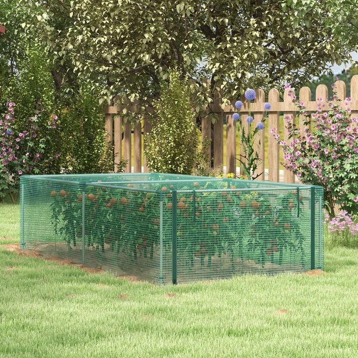 MELAYR, Gewächshaus für Garten und Tomaten, Schutznetz, aufrollbare Tür mit Reißverschluss, HDPE, 124 x 20 x 8 cm, Grün – Bild 4