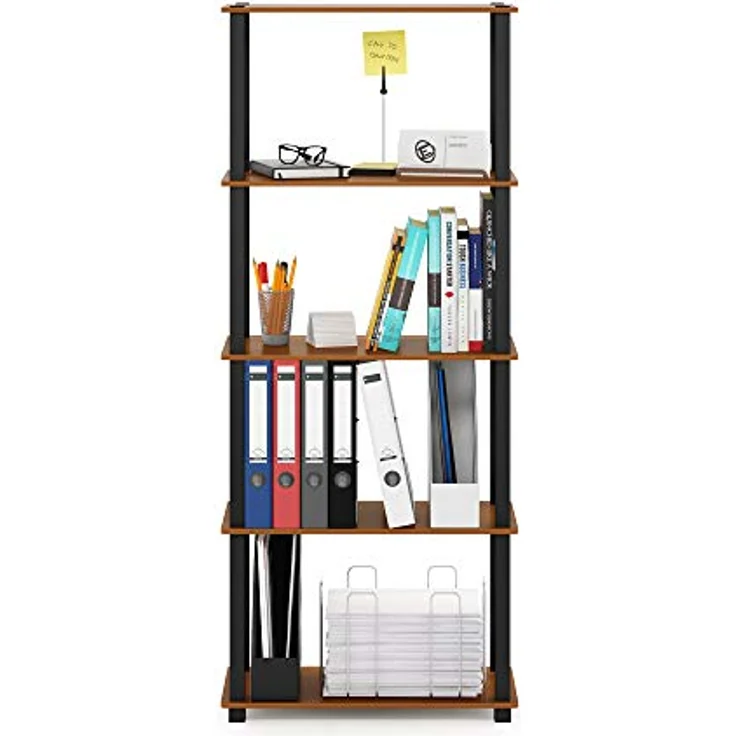 Furinno 5-Ebenen Mehrzweck-Regal mit quadratischen Röhren, holz, Helle Kirsche/Schwarz, 29. 46x59. 94x145. 8 cm – Bild 5