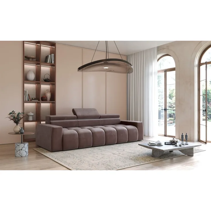 Bigsofa Couchgarnitur DARCY Megasofa in Stoff Salvador Braun