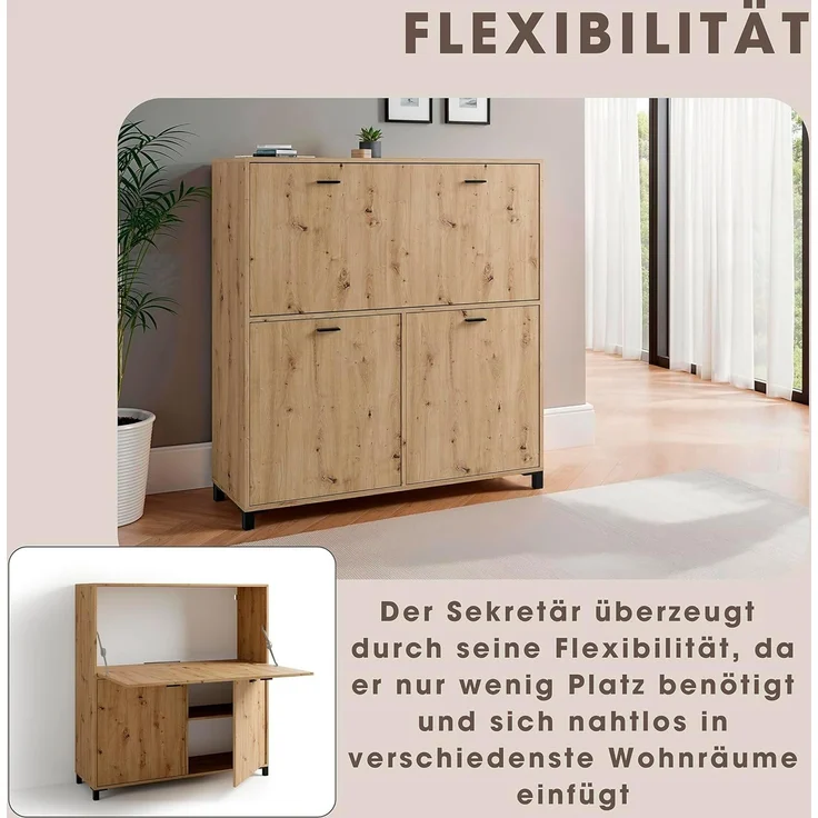 byLIVING Sekretär Montana, platzsparende Arbeitslösung mit viel Stauraum, Breite 120 cm – Bild 5