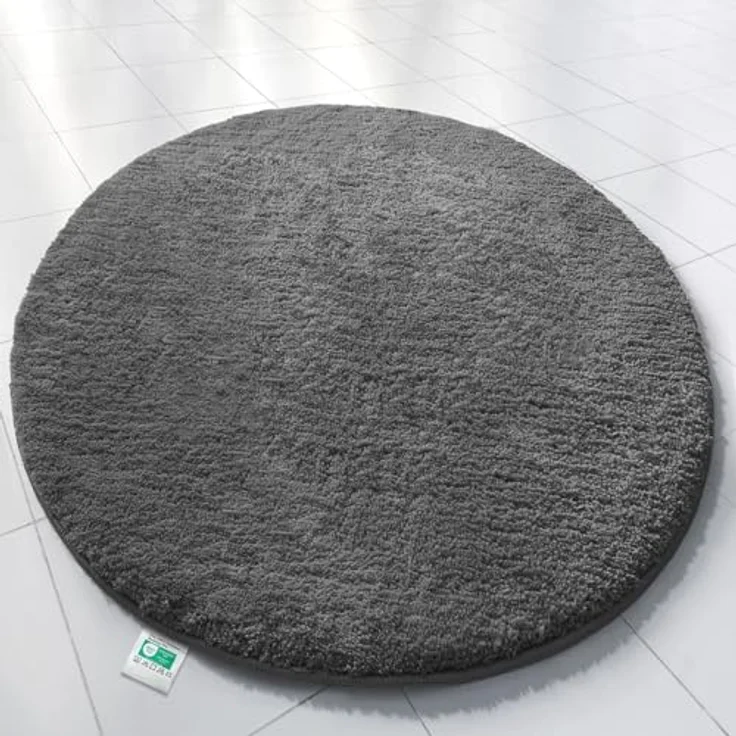 Floordirekt Badematte Sky, Dunkelgraue, Runde Mikrofaser-Badeteppich, 120 cm, rutschfest und waschmaschinenfest – Bild 2