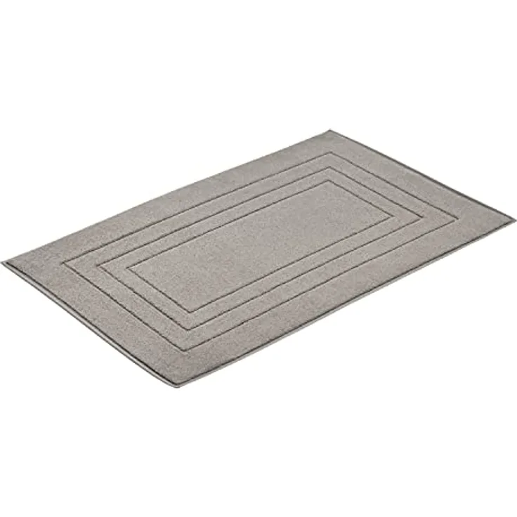 Vossen Badematte Feeling pepplestone, strapazierfähiger Badvorleger aus 100% Baumwolle, grau, geeignet für Fußbodenheizung