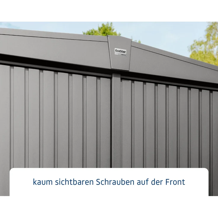 Hörmann Ecostar Metall-Gerätehaus Trend mit Satteldach Typ 3, 238x303 cm , graualuminium, 7,2 m²,2-flüglige Tür – Bild 4