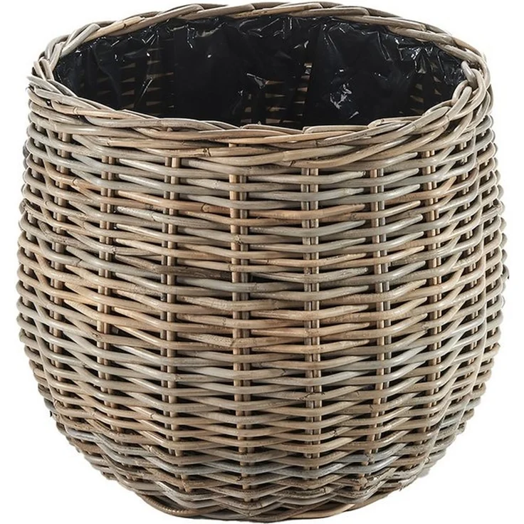 Kobolo Pflanzkübel Pflanzkorb Rattan VERDANA rund mit Folie ausgeschlagen kubu grey (Stück, 1 Stück), Dm. 46 cm – Bild 4