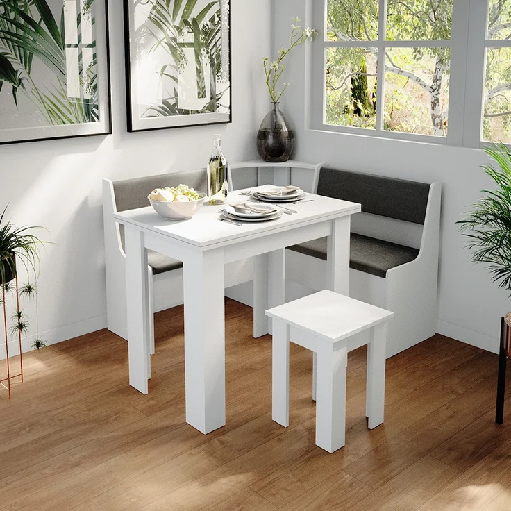 Eckbankgruppe Roman Weiß 120 x 120 cm Ohne Tisch Vicco – Bild 4
