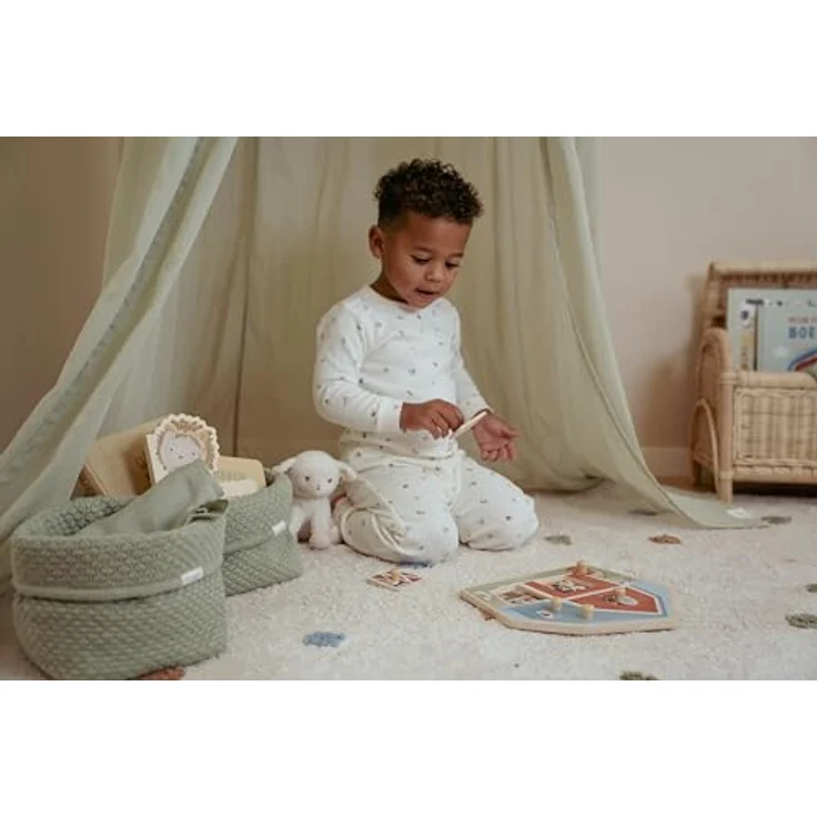 Little Dutch Wickeltischkörbchen Körbchen Korb Utensilo Organizer für den Wickeltisch Baby Strick klein Sage grün - Pure – Bild 3