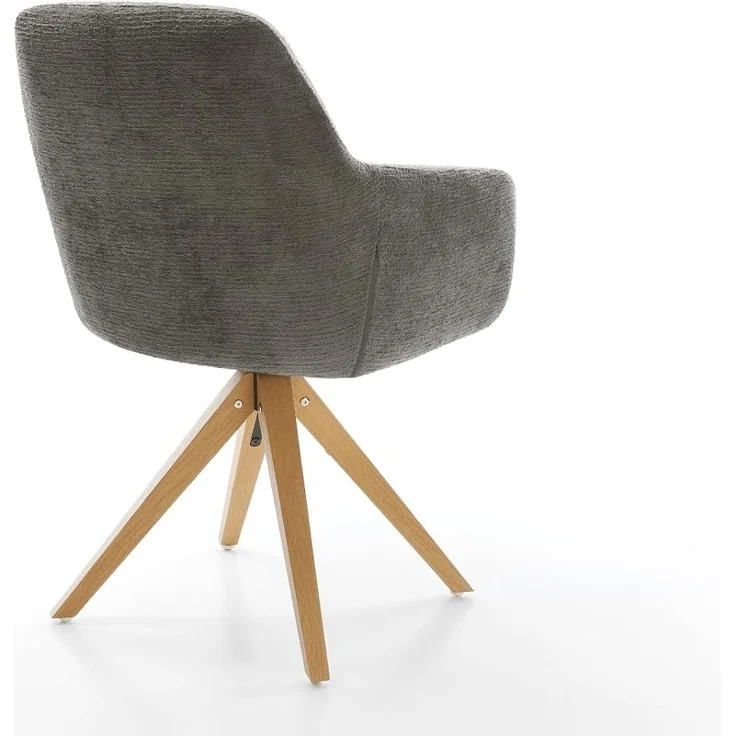 Drehstuhl Pejo-Flex Bouclé Soft Schlamm Holzgestell kantig Natur 180° drehbar Taschenfederkern – Bild 7