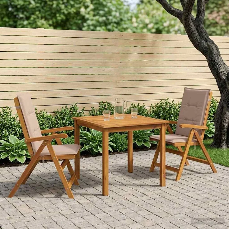vidaXL 3-teilige Garten-Essgruppe 2-Sitzer Taupe Massivholz Akazie 3434593 – Bild 1