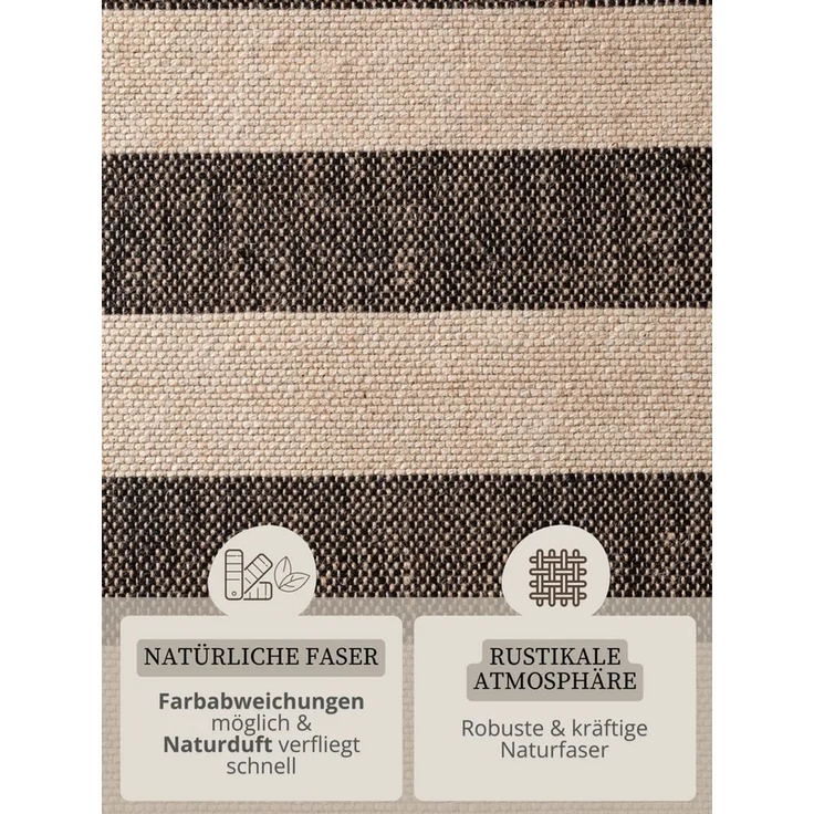 HANSE Home Teppich Playa, rechteckig, Höhe: 6 mm, Jute, Handgemacht, Naturteppich, Wohnzimmer, Läufer, Fransen – Bild 3