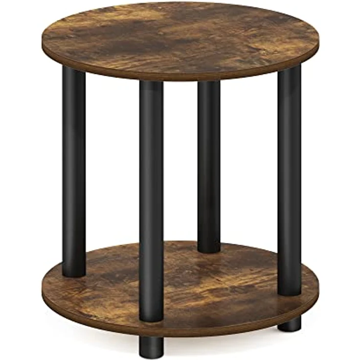 Furinno Turn-N-Tube 2-stufiger runder Beistelltisch aus Holz, Bernsteinkiefer – Bild 6