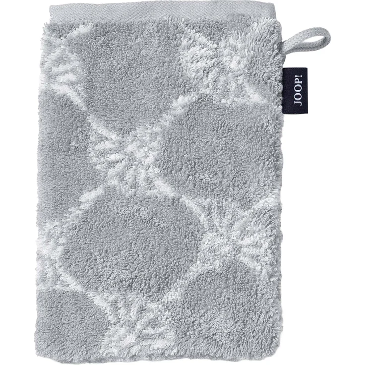 JOOP! Waschlappen, 3er Pack - Waschhandschuh, Doubleface, Walkfrottier Grau Cornflower 16x22cm – Bild 2