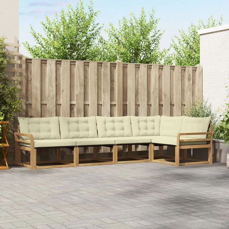 vidaXL Outdoor-Sofagarnitur 5 stk. Weiß und Creme 3388684 – Bild 1