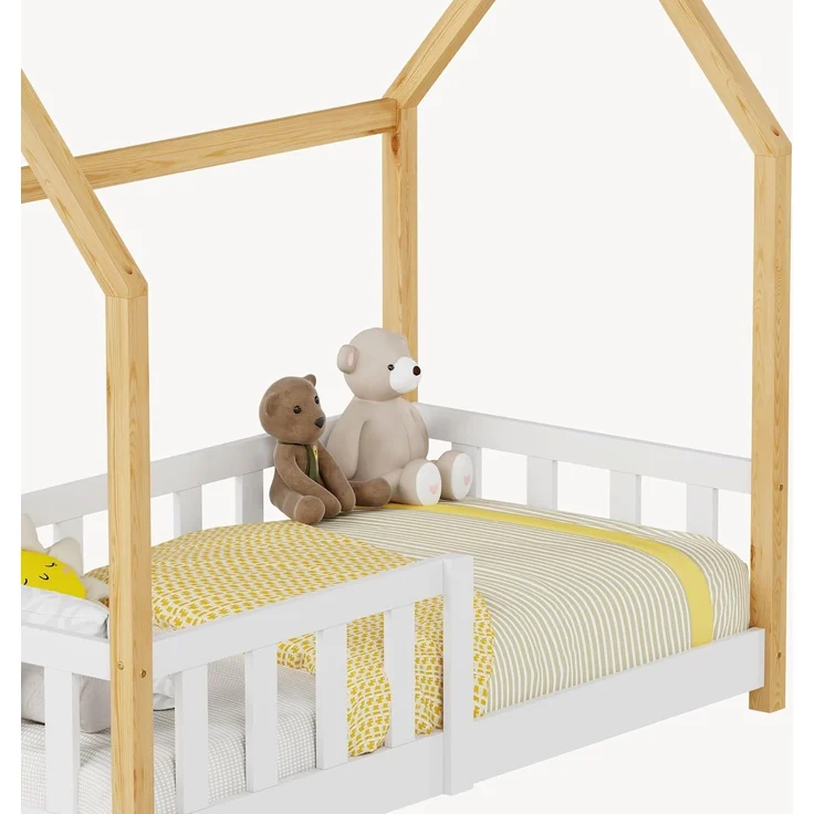 Hausbett Hesel mit Rausfallschutz 70x140 cm Weiß/Natur [en. casa] – Bild 8
